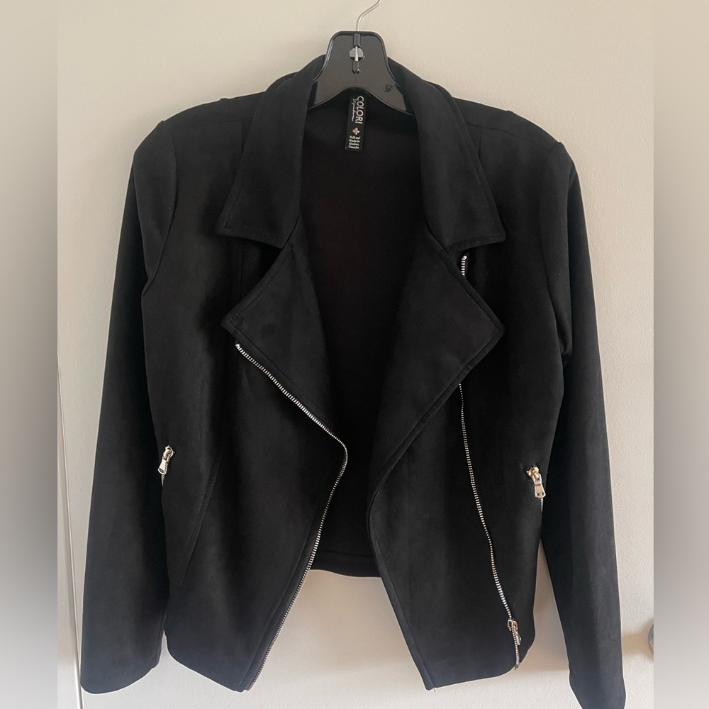 Colori black faux suede blazer